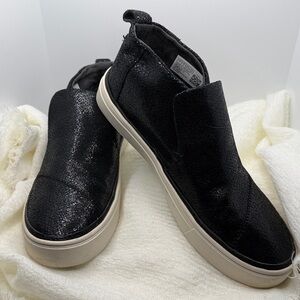 TOMS Paxton Slip-On Sneakers black metallic crackle 7 leather shoes